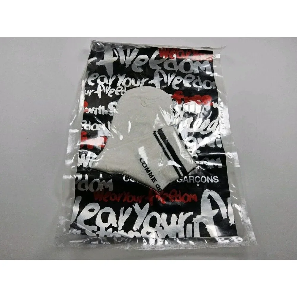 Comme des Garcons Logo White Stripe Quarter Socks Japan Size L